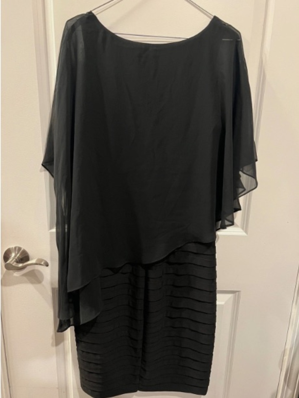 Adrianna Papell Black Sheer Overlay Pencil Dress Skirt
